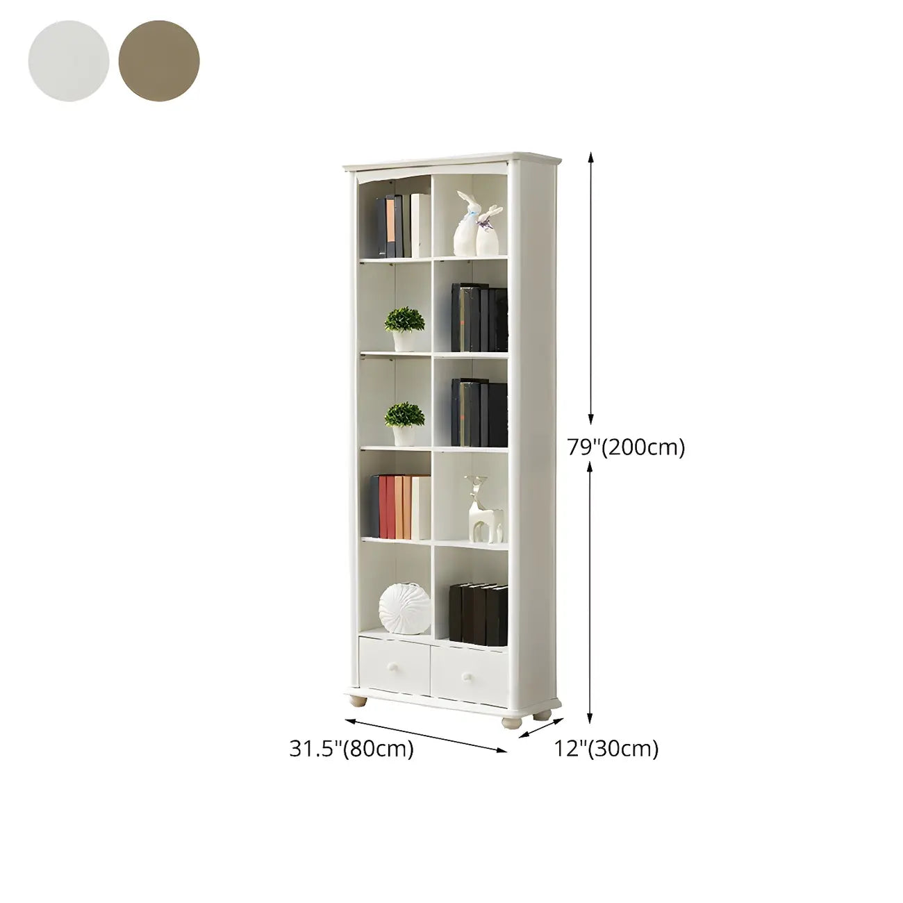 Modern White Wooden Bookcase with Storage for Home Office