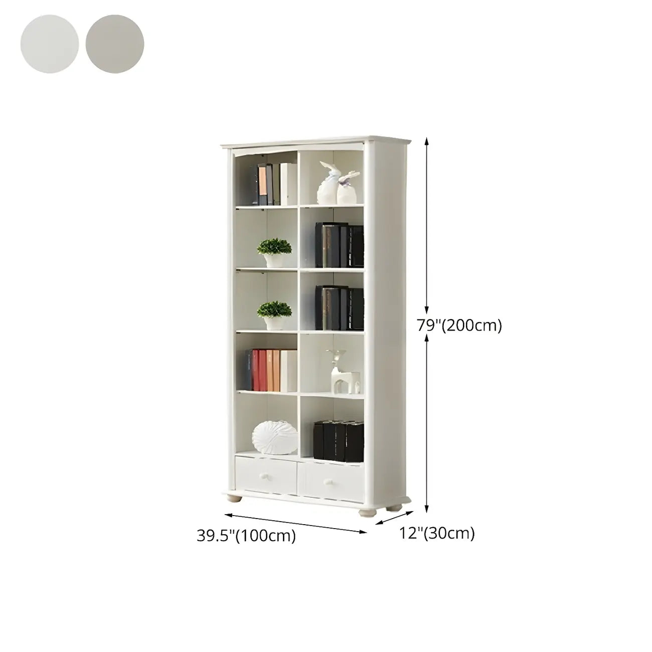 Modern White Wooden Bookcase with Storage for Home Office