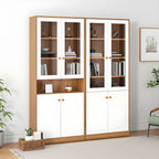 Sleek Wood Glass Door Bookcase with Adjustable Shelves