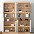 Sleek Wood Glass Door Bookcase with Adjustable Shelves