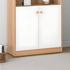 Sleek Wood Glass Door Bookcase with Adjustable Shelves