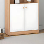 Sleek Wood Glass Door Bookcase with Adjustable Shelves