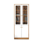 Sleek Wood Glass Door Bookcase with Adjustable Shelves