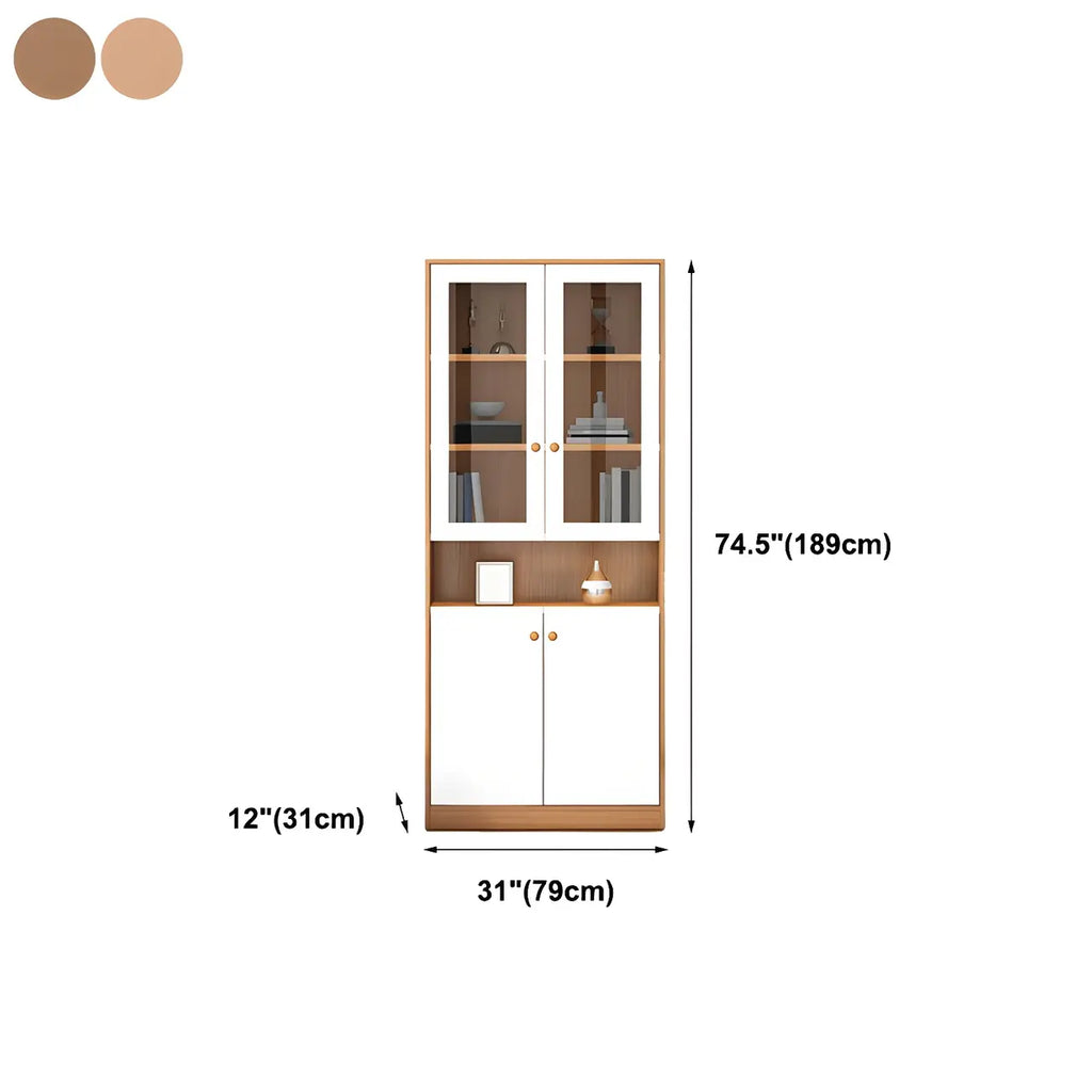 Sleek Wood Glass Door Bookcase with Adjustable Shelves