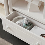 Modern White Wood Bookcase with Storage for Home Office