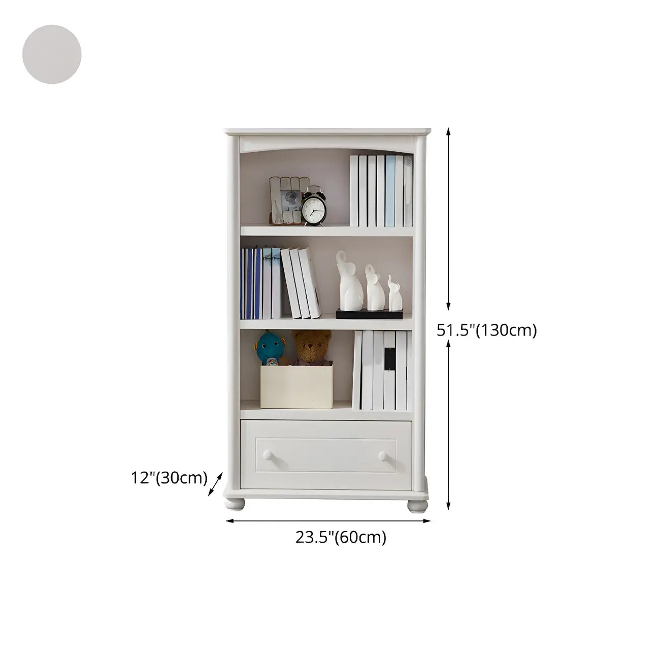 Modern White Wood Bookcase with Storage for Home Office