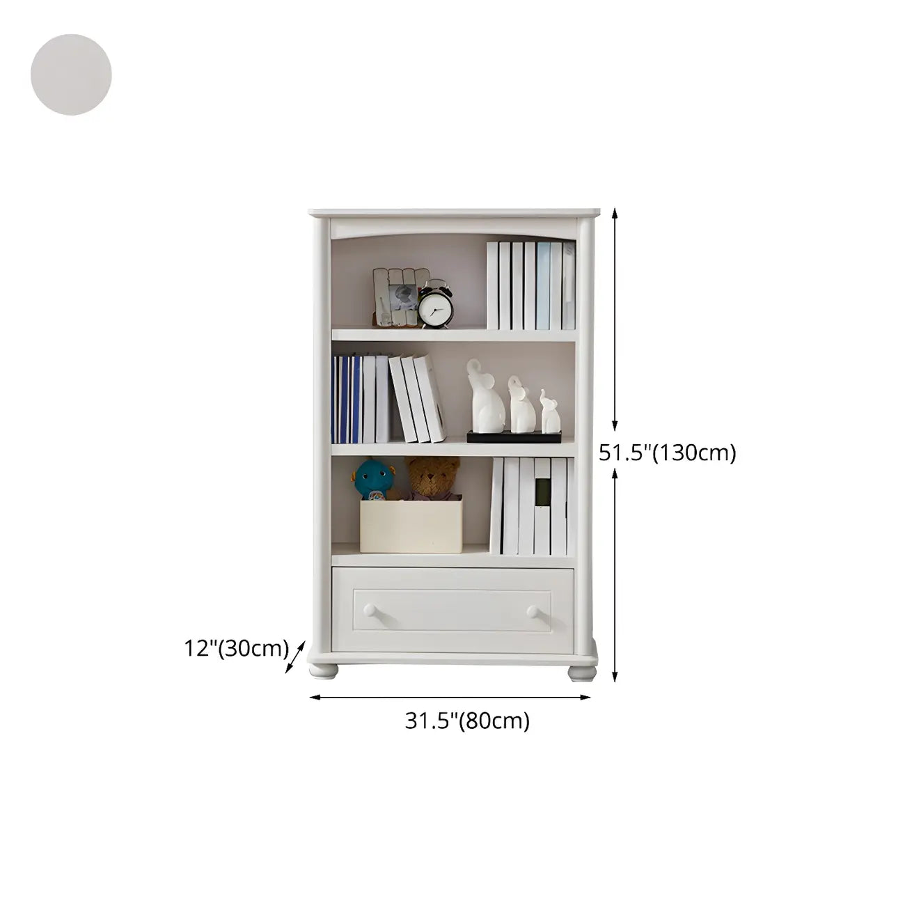 Modern White Wood Bookcase with Storage for Home Office