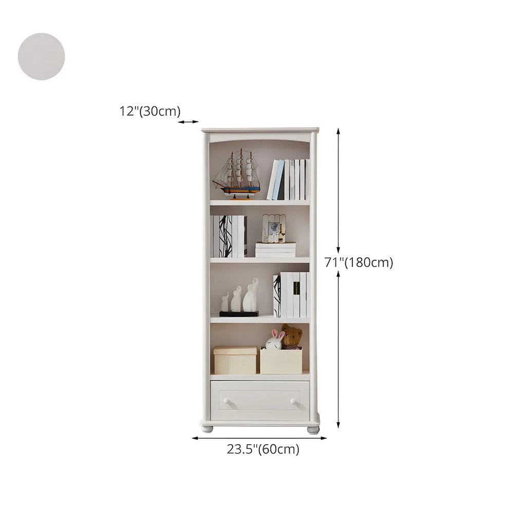 Modern White Wood Bookcase with Storage for Home Office