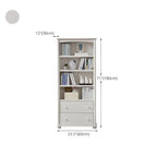 Modern White Wood Bookcase with Storage for Home Office