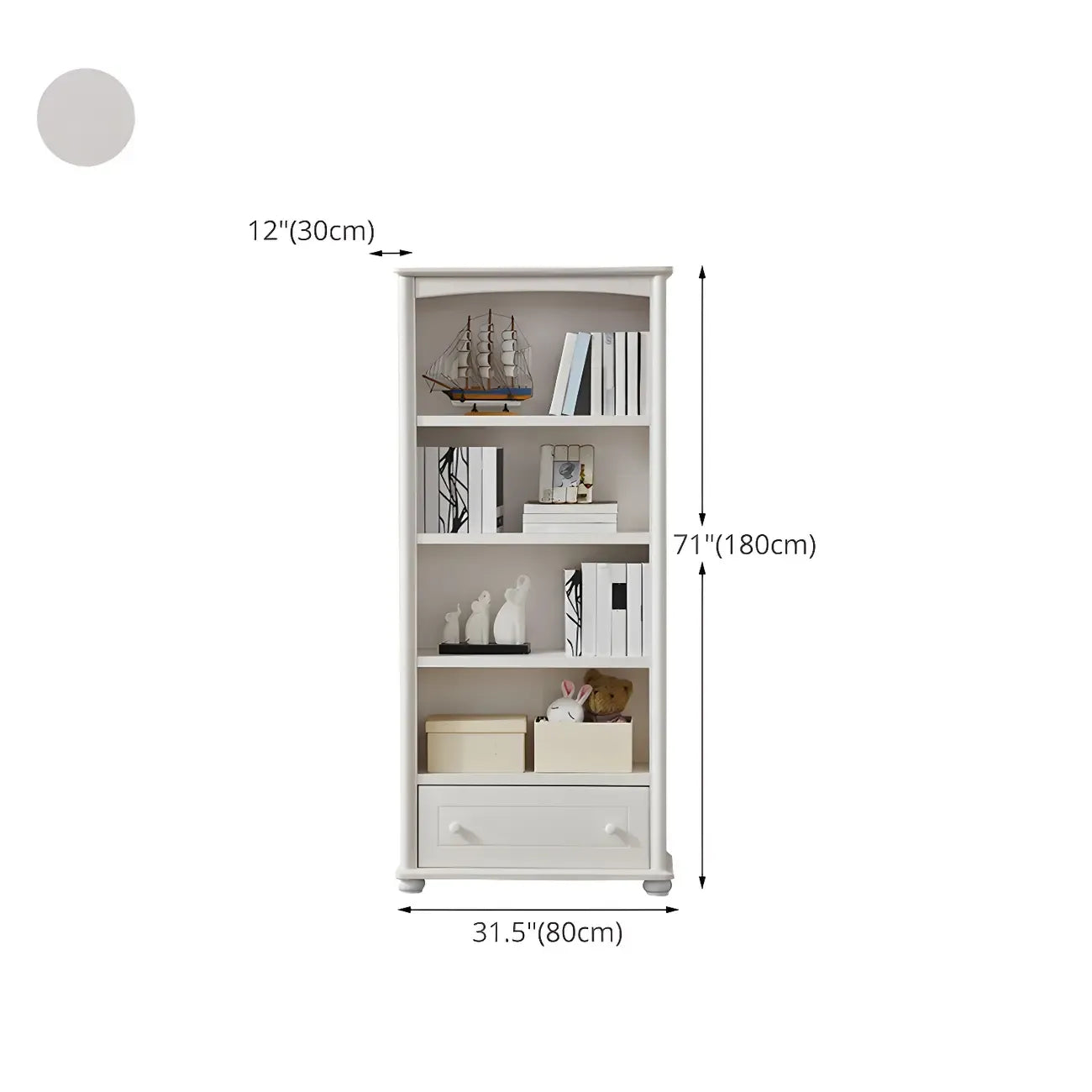 Modern White Wood Bookcase with Storage for Home Office