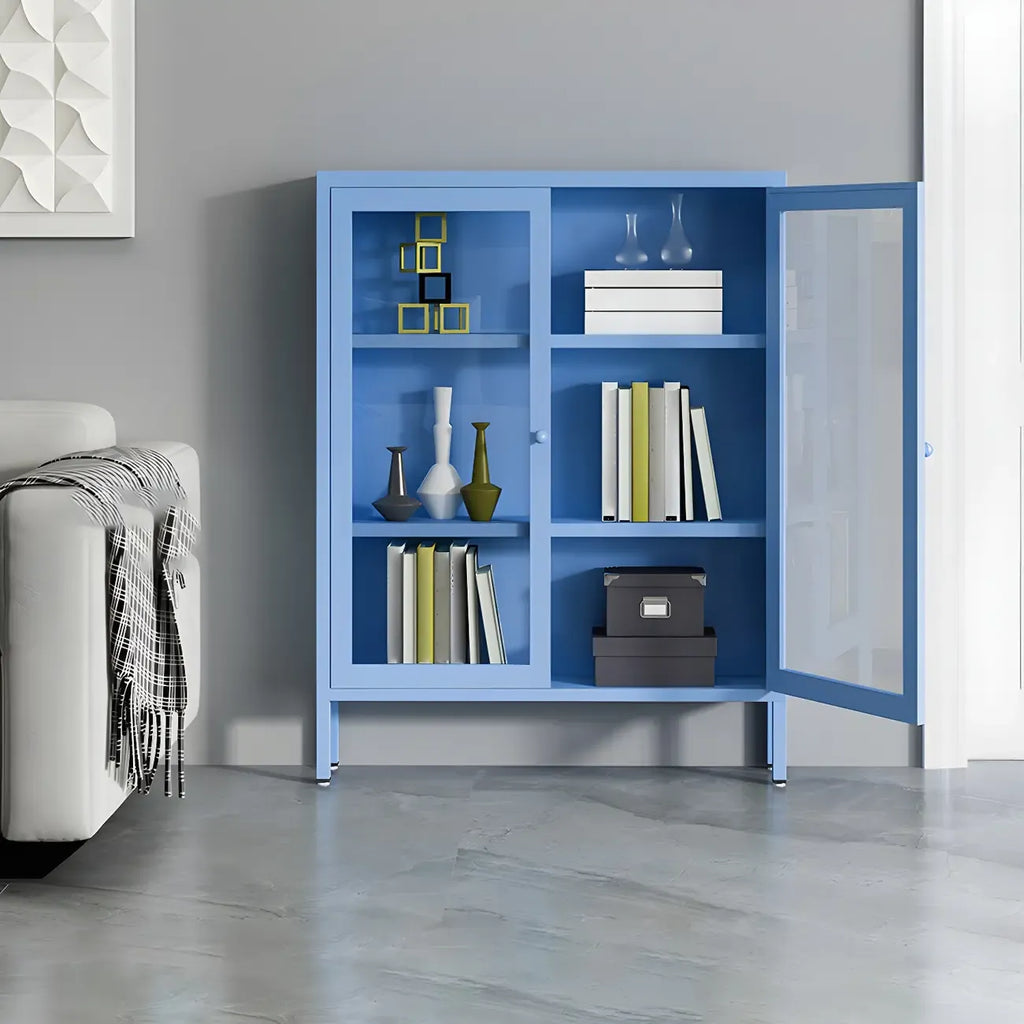 Modern Metal Glass Door Cabinet for Office Storage