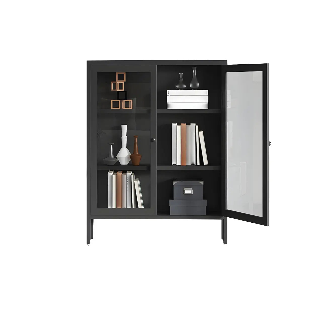 Modern Metal Glass Door Cabinet for Office Storage