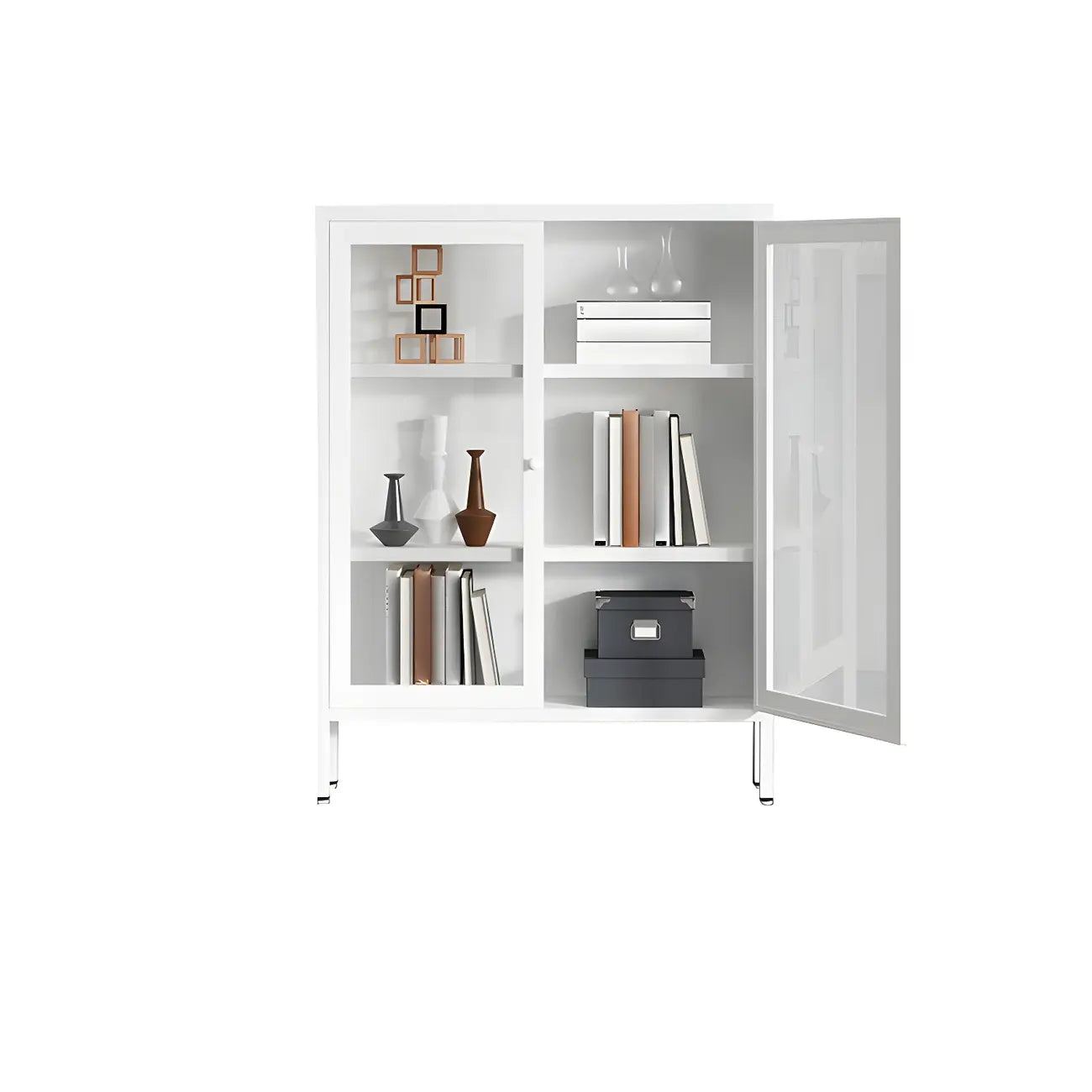 Modern Metal Glass Door Cabinet for Office Storage