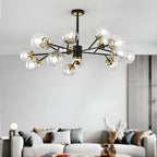 Mid-Century Modern Metal Clear Glass Sphere Sputnik Chandelier