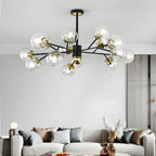 Mid-Century Modern Metal Clear Glass Sphere Sputnik Chandelier