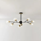 Mid-Century Modern Metal Clear Glass Sphere Sputnik Chandelier