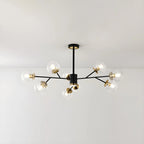 Mid-Century Modern Metal Clear Glass Sphere Sputnik Chandelier