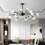 Mid-Century Modern Metal Clear Glass Sphere Sputnik Chandelier