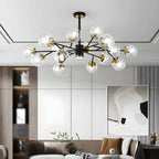 Mid-Century Modern Metal Clear Glass Sphere Sputnik Chandelier