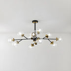 Mid-Century Modern Metal Clear Glass Sphere Sputnik Chandelier