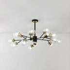 Mid-Century Modern Metal Clear Glass Sphere Sputnik Chandelier