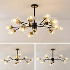 Mid-Century Modern Metal Clear Glass Sphere Sputnik Chandelier