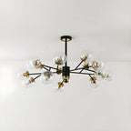 Mid-Century Modern Metal Clear Glass Sphere Sputnik Chandelier