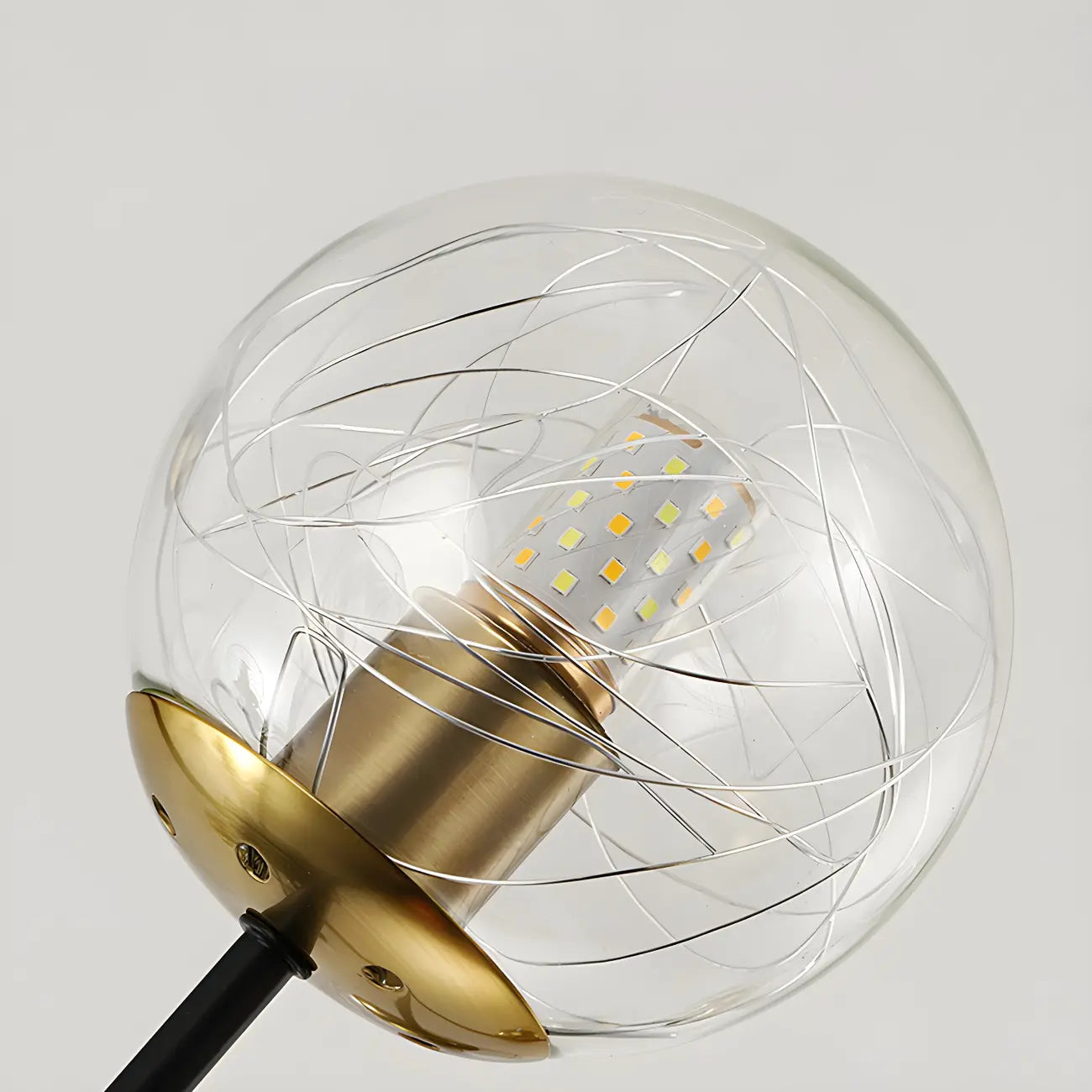 Mid-Century Modern Metal Clear Glass Sphere Sputnik Chandelier