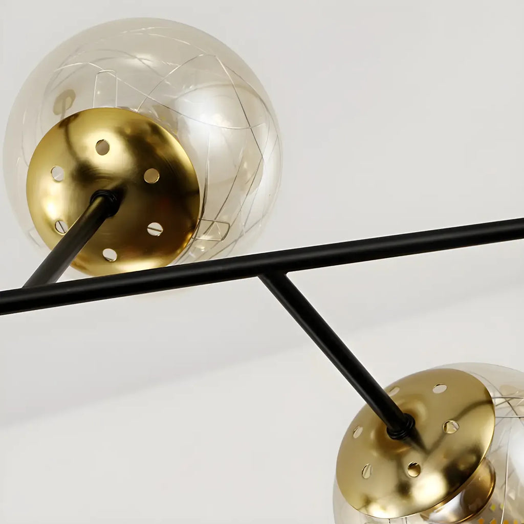 Mid-Century Modern Metal Clear Glass Sphere Sputnik Chandelier