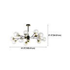 Mid-Century Modern Metal Clear Glass Sphere Sputnik Chandelier