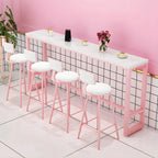 Glam Pink Rectangle Marble Long Bar Table