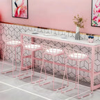 Glam Pink Rectangle Marble Long Bar Table