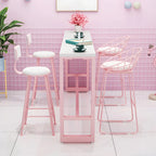 Glam Pink Rectangle Marble Long Bar Table