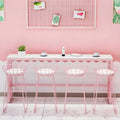 Glam Pink Rectangle Marble Long Bar Table