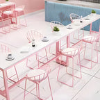 Glam Pink Rectangle Marble Long Bar Table