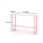 Glam Pink Rectangle Marble Long Bar Table