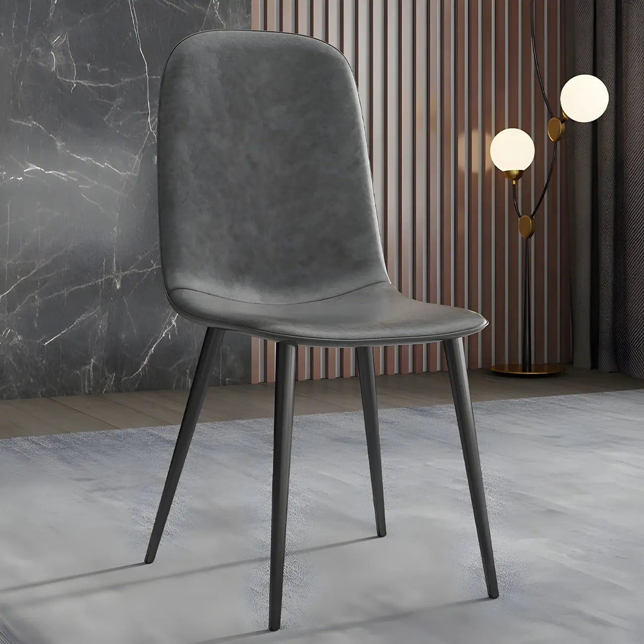 Industrial Armless Faux Leather Low Back Dining Chair