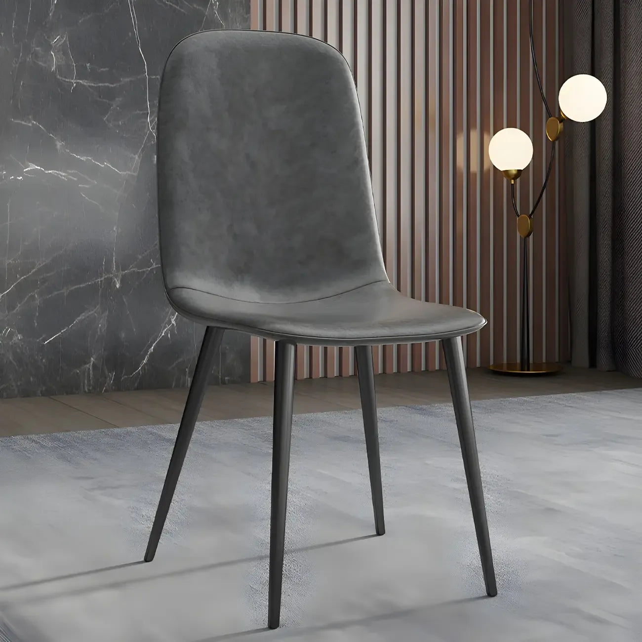 Industrial Armless Faux Leather Low Back Dining Chair