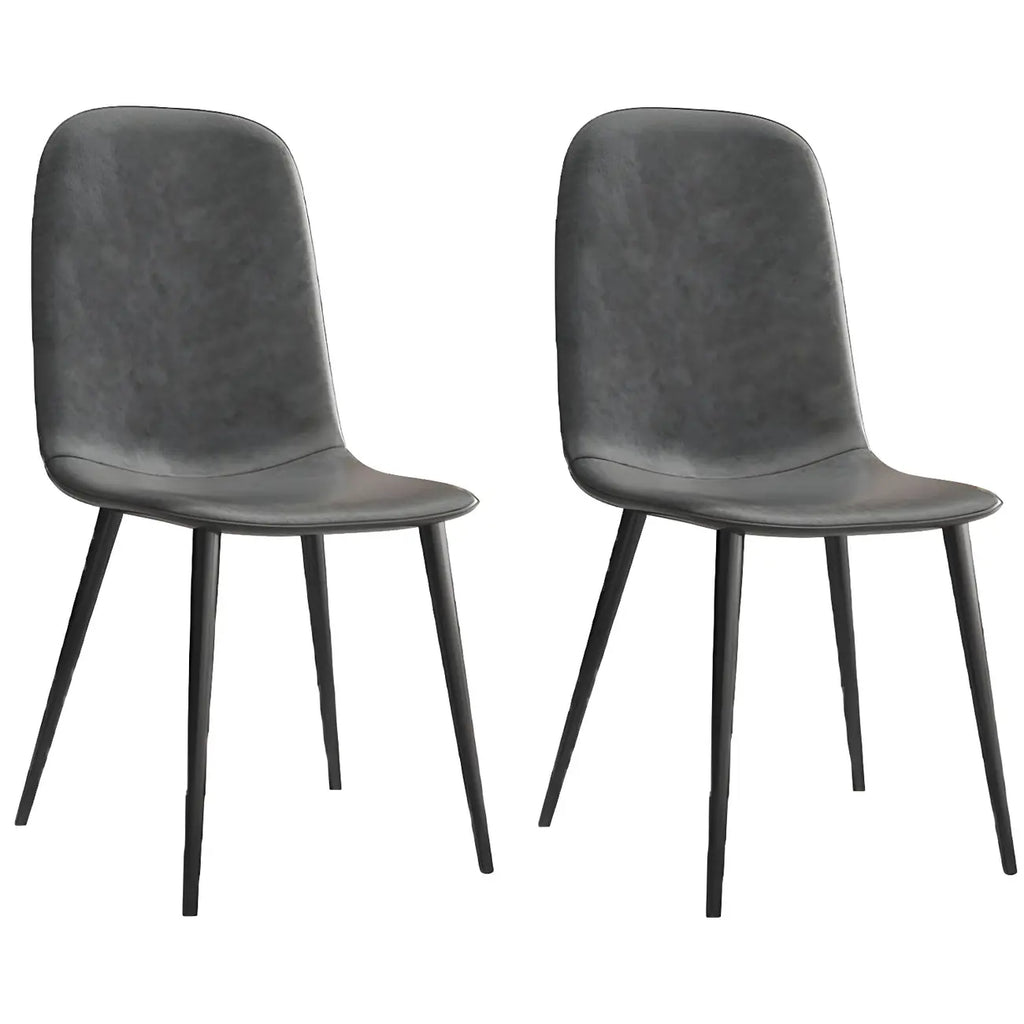 Industrial Armless Faux Leather Low Back Dining Chair