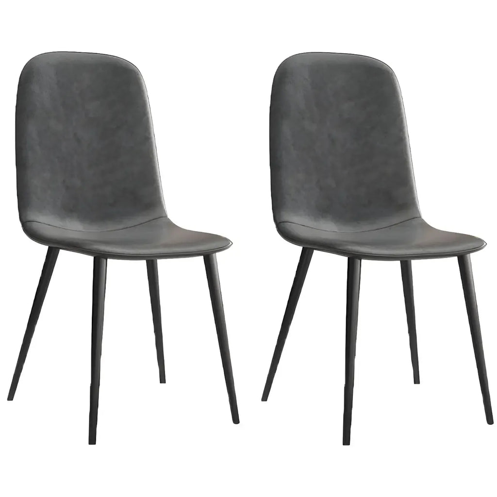 Industrial Armless Faux Leather Low Back Dining Chair