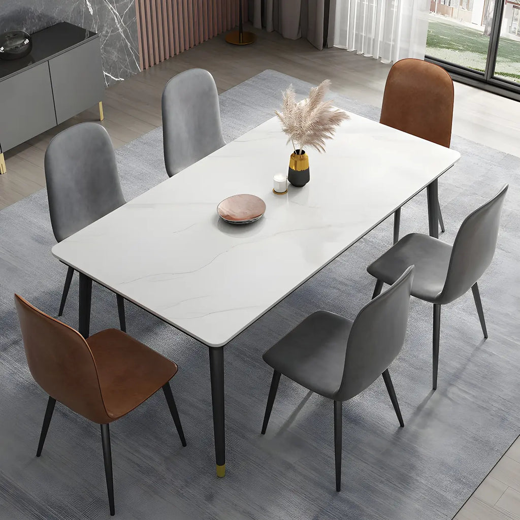 Industrial Armless Faux Leather Low Back Dining Chair