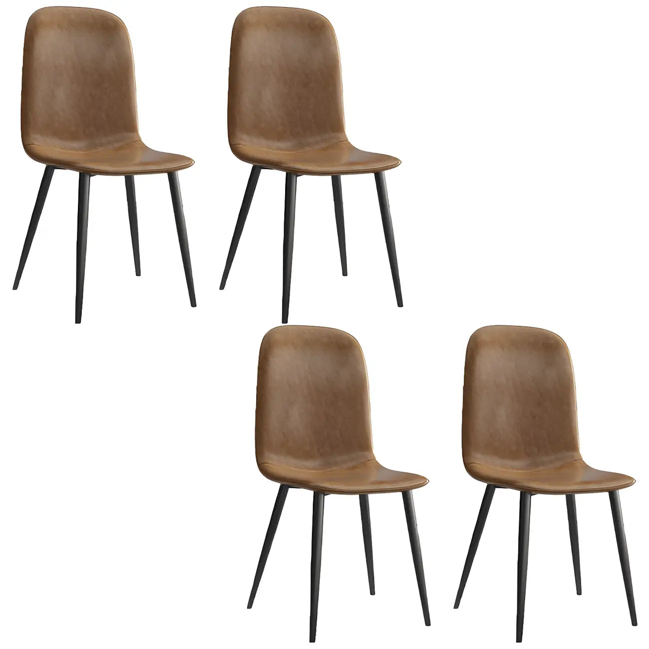 Industrial Armless Faux Leather Low Back Dining Chair
