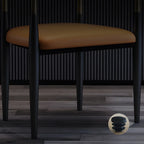 Curved Metal Legs Faux Leather Armrest Dining Chair