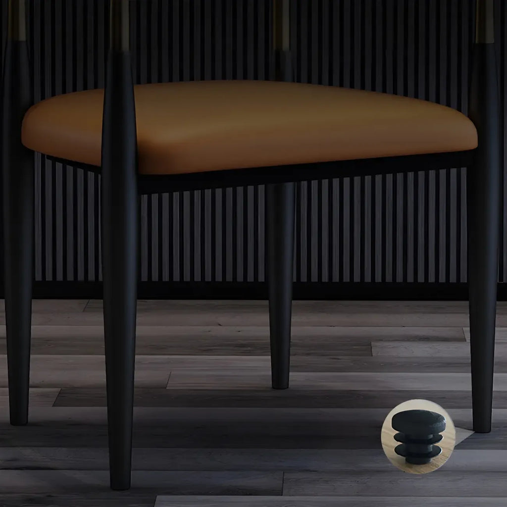 Curved Metal Legs Faux Leather Armrest Dining Chair