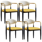 Curved Metal Legs Faux Leather Armrest Dining Chair