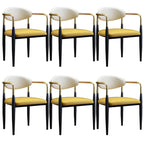 Curved Metal Legs Faux Leather Armrest Dining Chair