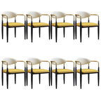 Curved Metal Legs Faux Leather Armrest Dining Chair