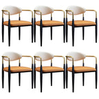 Curved Metal Legs Faux Leather Armrest Dining Chair