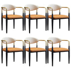 Curved Metal Legs Faux Leather Armrest Dining Chair