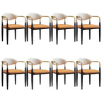 Curved Metal Legs Faux Leather Armrest Dining Chair